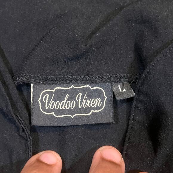 Voodoo Vixen Women Large Pin Up Black White Button Goth Belted Sleeveless - Picture 6 of 7